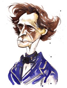 Hector Berlioz, French composer (1803-69); color caricature by Neale Osborne